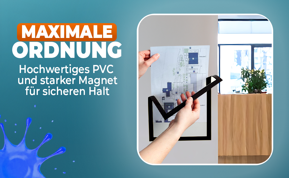 Magnetrahmen A4 - Magnetische Sichttasche Einstecktasche - 5 Stück