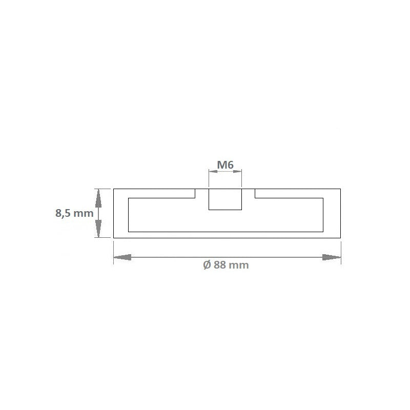 Magnetsystem Ø 88 mm gummiert, Innengewinde M6 - hält 55 kg