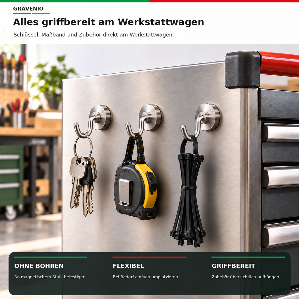 Hakenmagnet Ø 20mm, Neodym N35, verzinkt - 16 Stück